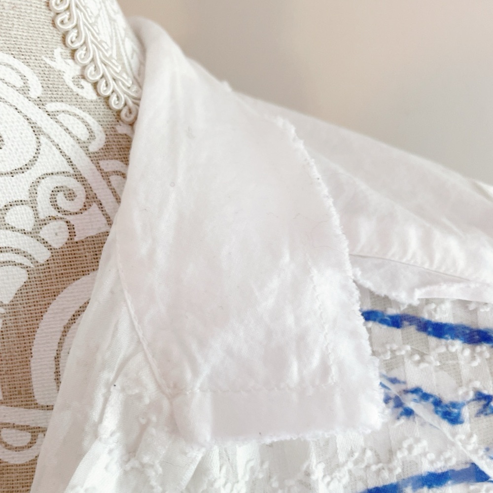 Cotlac White Embroidered Button-Down Blouse Size … - image 4